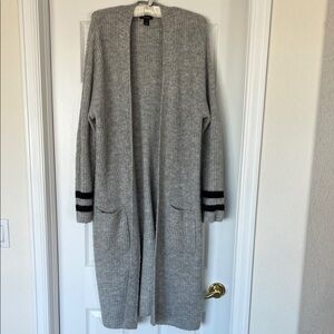 Halogen Gray Cardigan with Black Stripe Accents